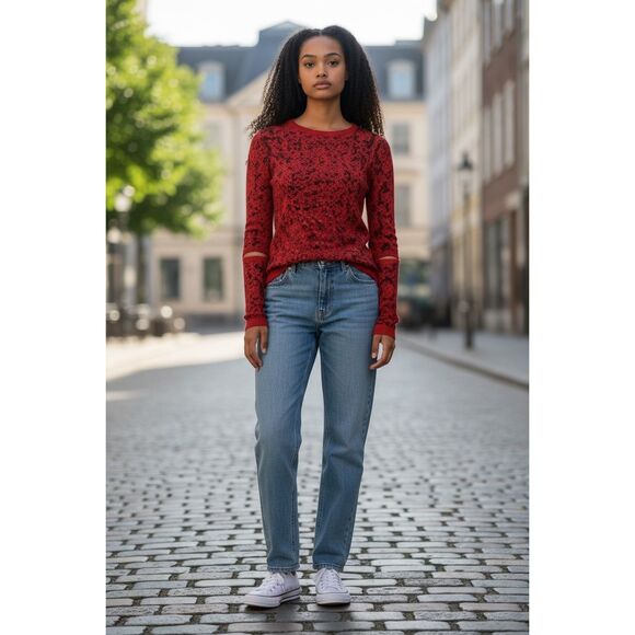 Preen By Thornton Bregazzi Stretch Red Serpent Long Sleeve Top NEW NWT - Picture 2 of 8